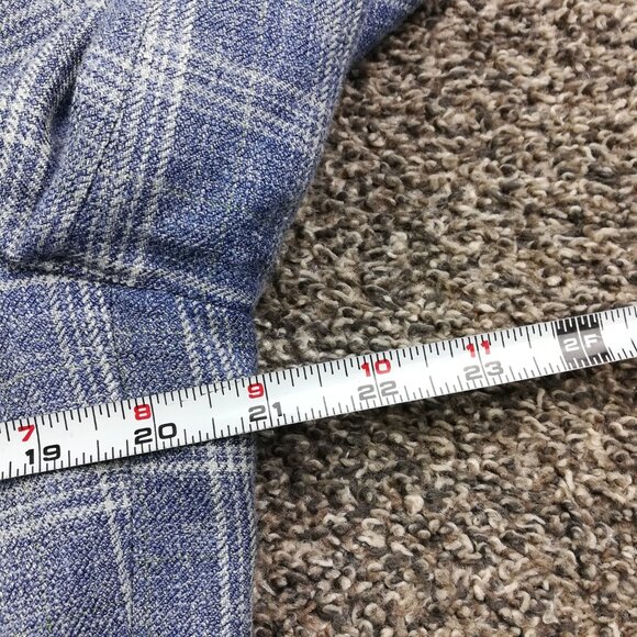 SuitSupply Sport Coat Blazer 40S E Thomas Silk Wool Linen Windowpane Plaid Blue - Picture 10 of 14